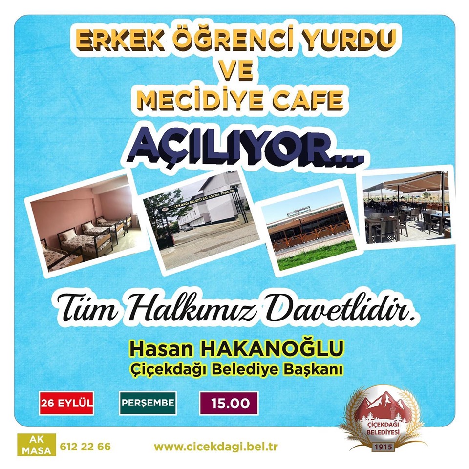 Çiçekdağı Erkek Öğrenci Yurdu ve Mecidiye Cafe Açılıyor... - 1